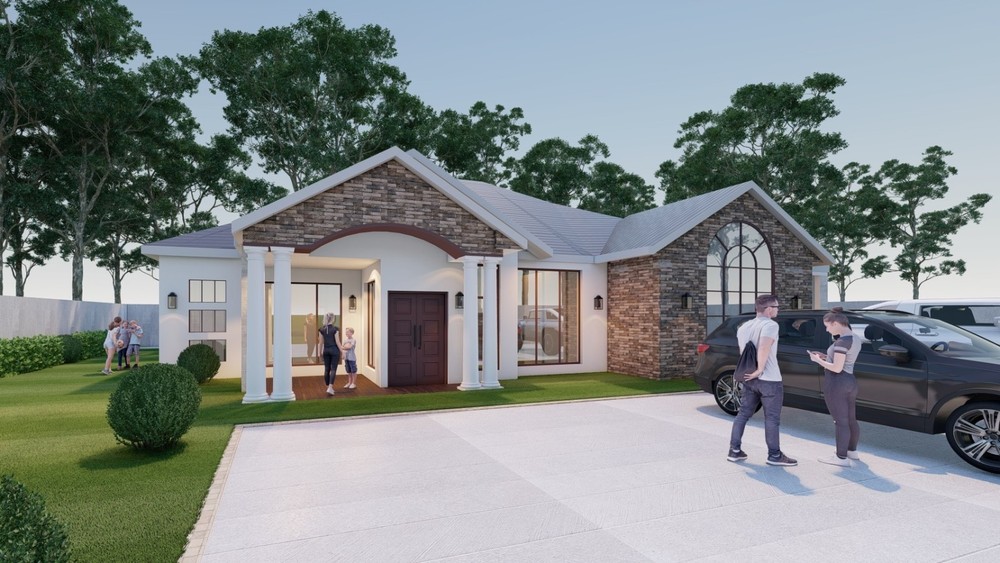 Three Bedroom Bungalow House Plans - Design Set