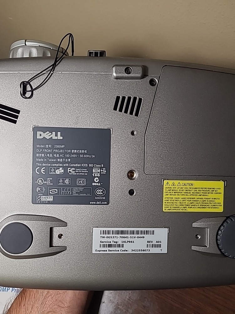 Dell 2300MP Projector, Manual, Cords - Tested Working