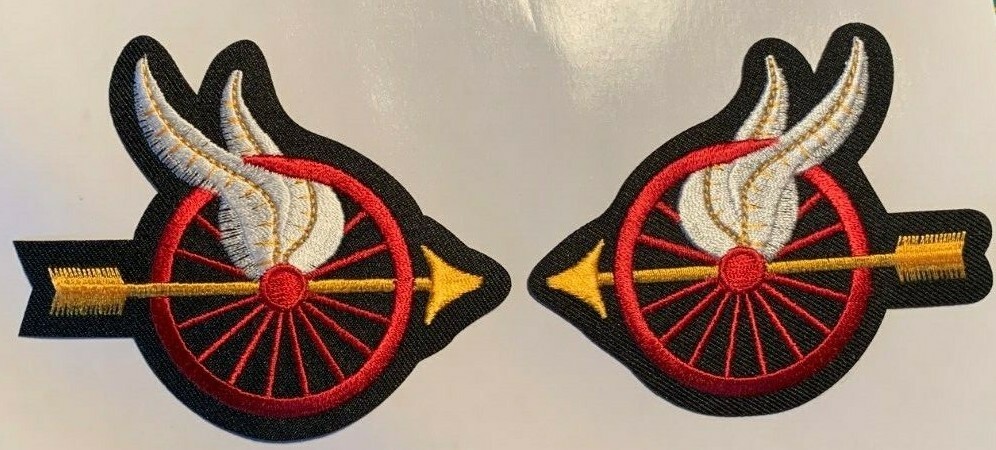 winged wheel patch arrow winged wheel patch motorcycle patch 3.5" two patches
