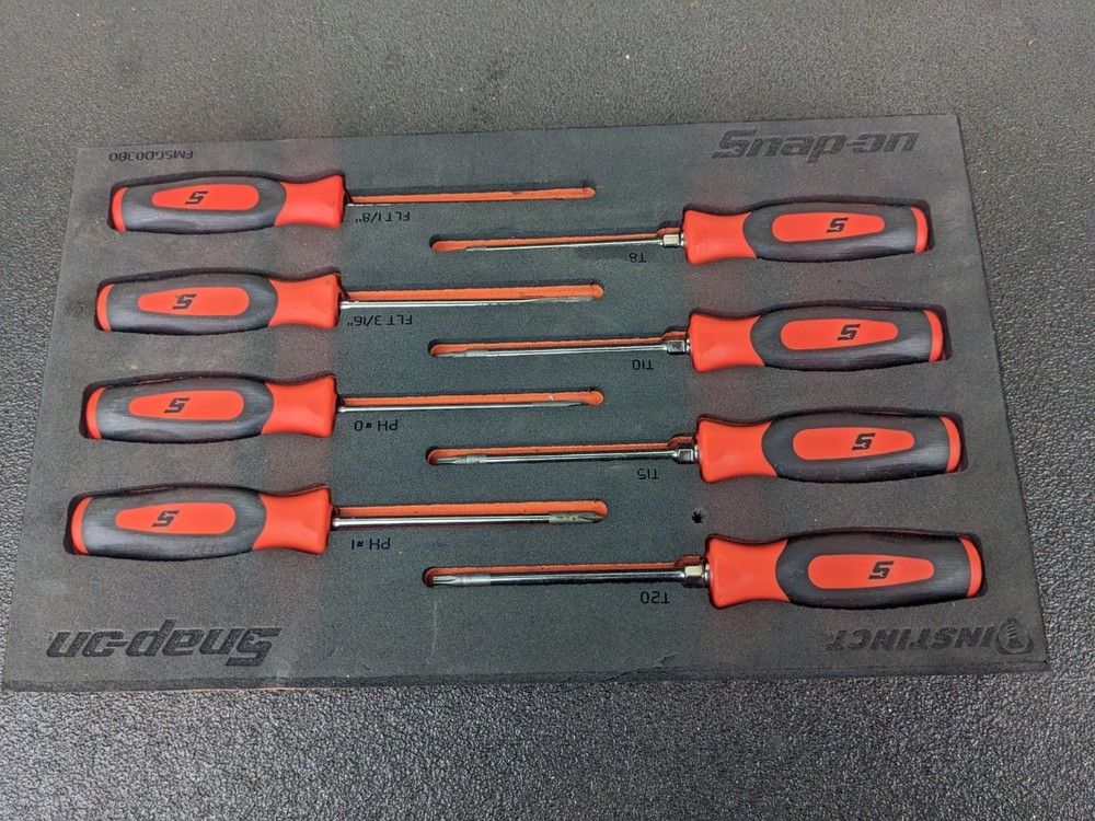 #bm411 Snap-on Mini Torx Flat Phillips Screwdrivers Set Foam Orange FMSGD03BO