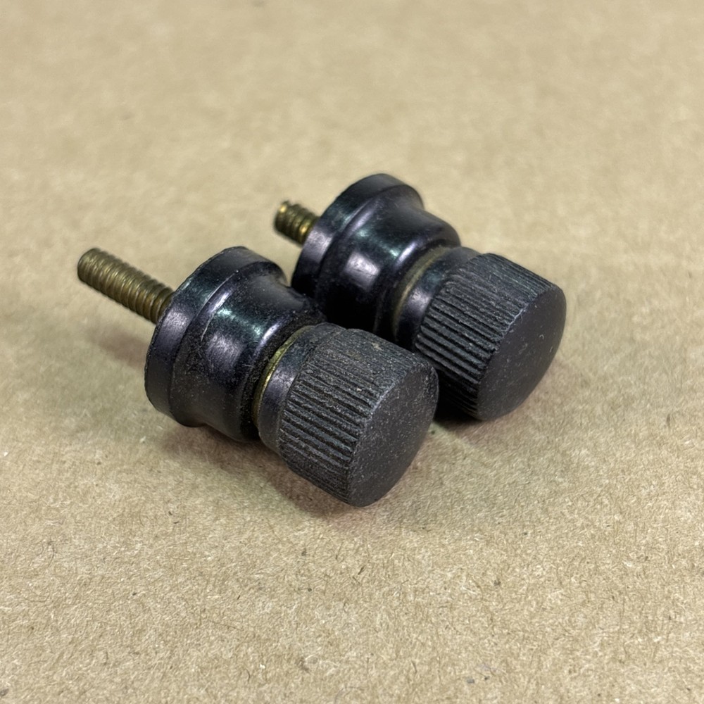 (2) Black EBY Bakelite Binding Post 1920's Radios. 1  1/8 Inch In Length