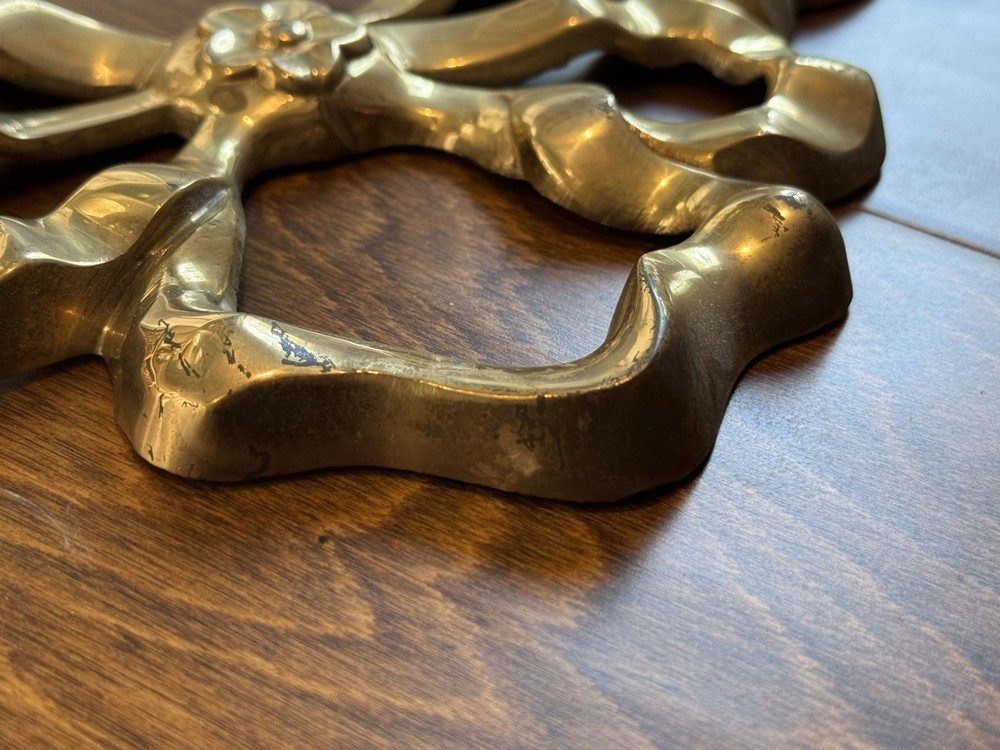 Vintage Brass Ribbon Bow Wall Decor