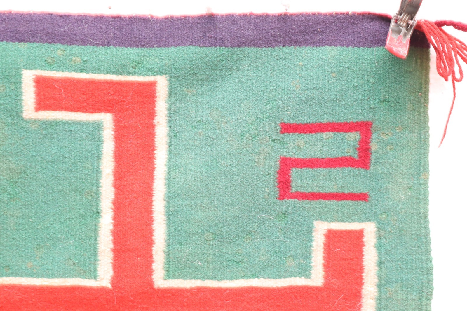 Antique Navajo Germantown Weaving Rug Pictorial Textile 23x22" VTG Whirling LOG