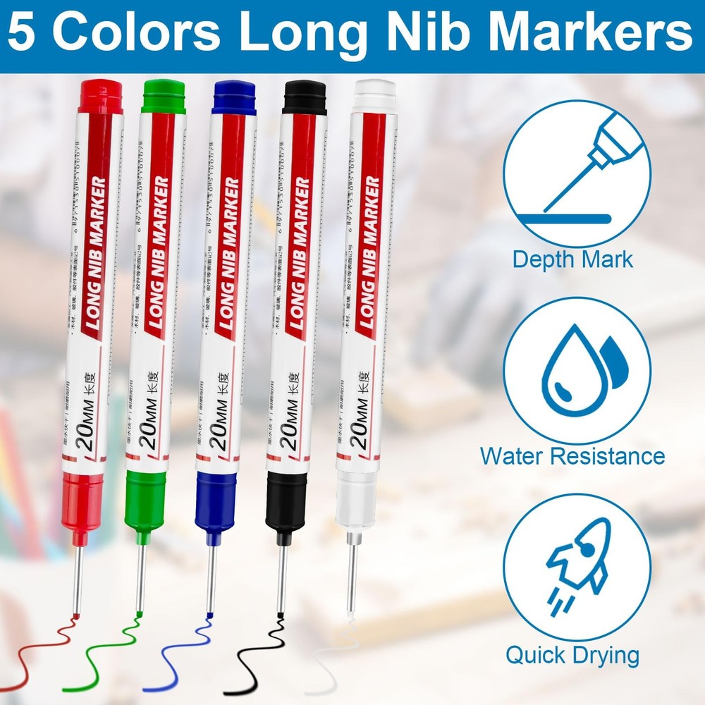 10 Pcs Long Head Deep Hole Marker - Long Nib Markers, Multi-purpose Deep