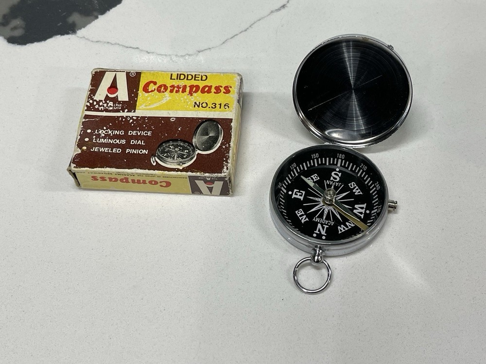 Vintage A Line The Academy Lidded Compass Locking Device Original Box