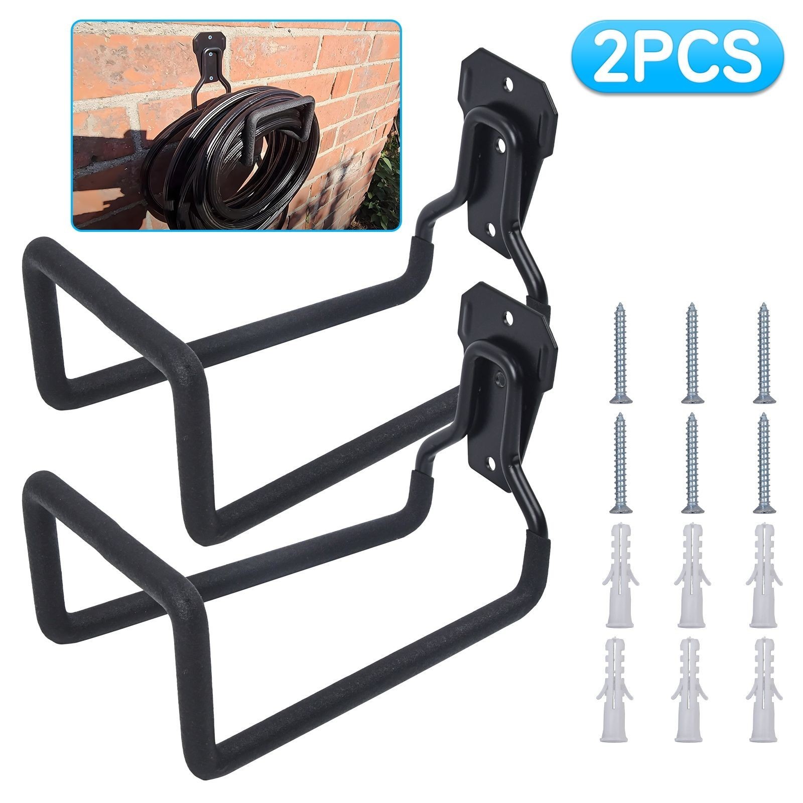 2PCS Garden Hose Pipe Holder - Heavy Duty Hanger Wall Mounted Water Hose Bracket