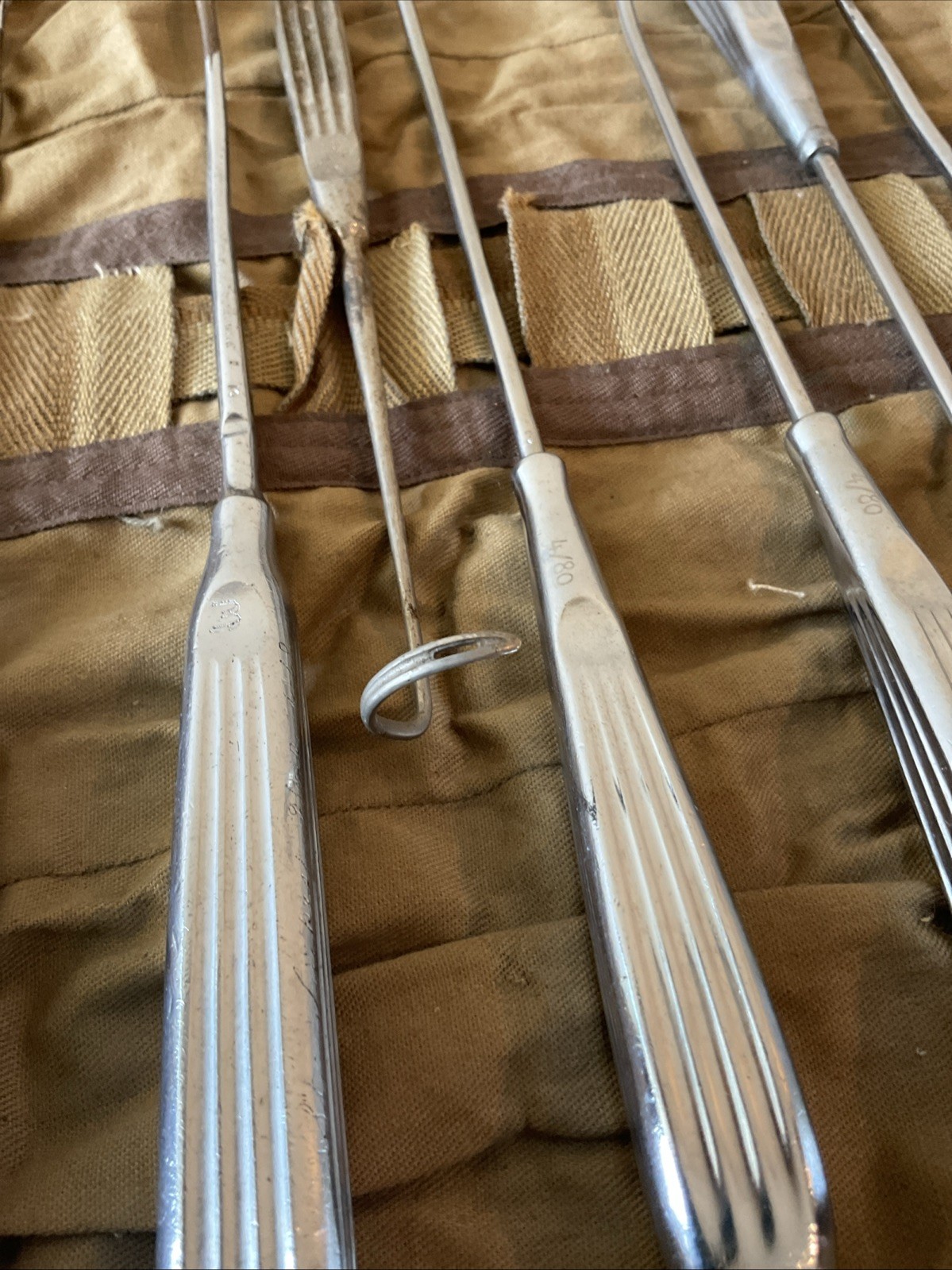 Lot Set Of Vintage Military Curette Field Surgical Instruments Tools