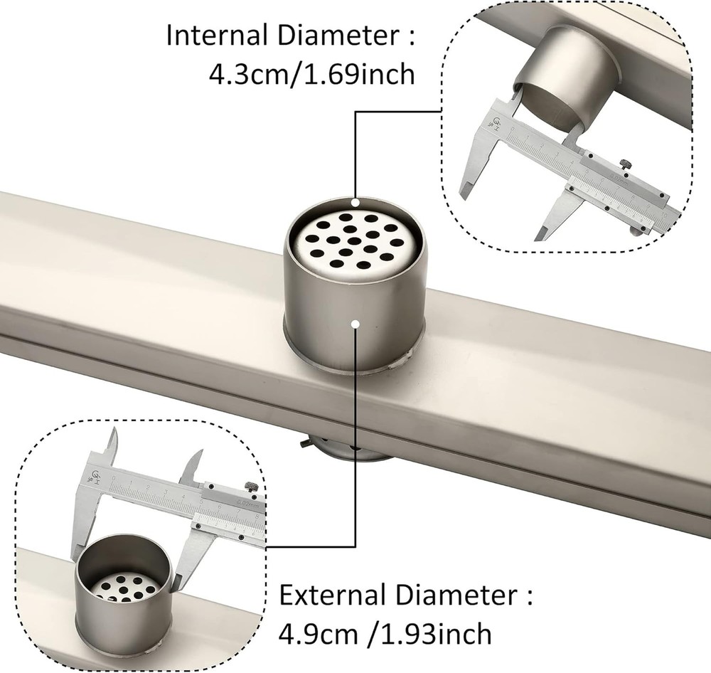 28 inch Linear Shower Drain with Removable Square Hole Panel (671) *READ*