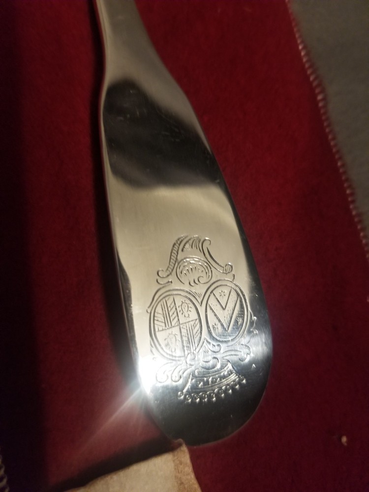 GORHAM Silverplate Serving Salad Set 12" ROCHAMBEAU Lt Gov JABEZ BOWEN 1780