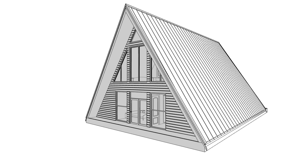 64’x50’ 2-Beds 3-Baths Charming A-Frame Architectural Build Plans PDF Download