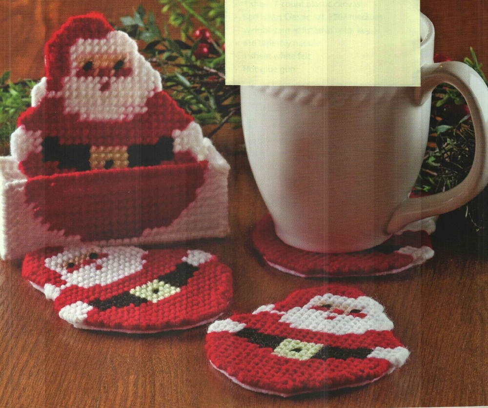 ROLY-POLY SANTA COASTERS CHRISTMAS PLASTIC CANVAS PATTERN INSTRUCTIONS