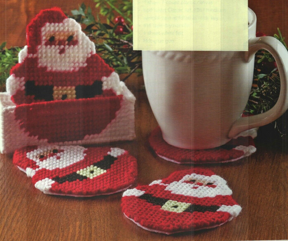 ROLY-POLY SANTA COASTERS CHRISTMAS PLASTIC CANVAS PATTERN INSTRUCTIONS