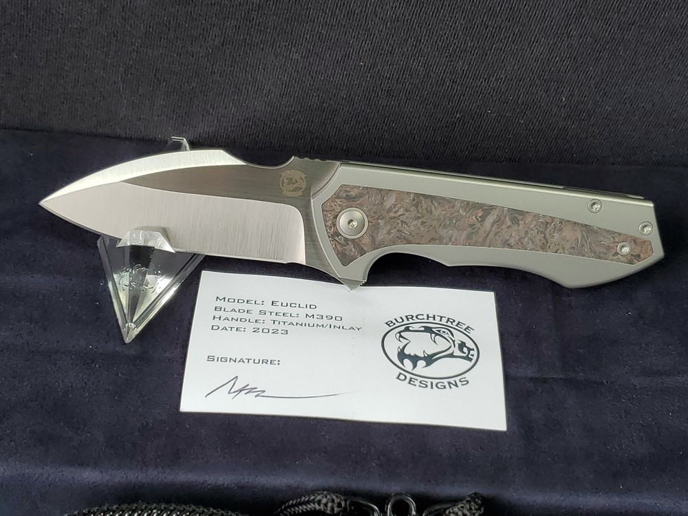 Burchtree Bladeworks Euclid W Titanium/Fat Carbon Handle & M390 Pocket Knife