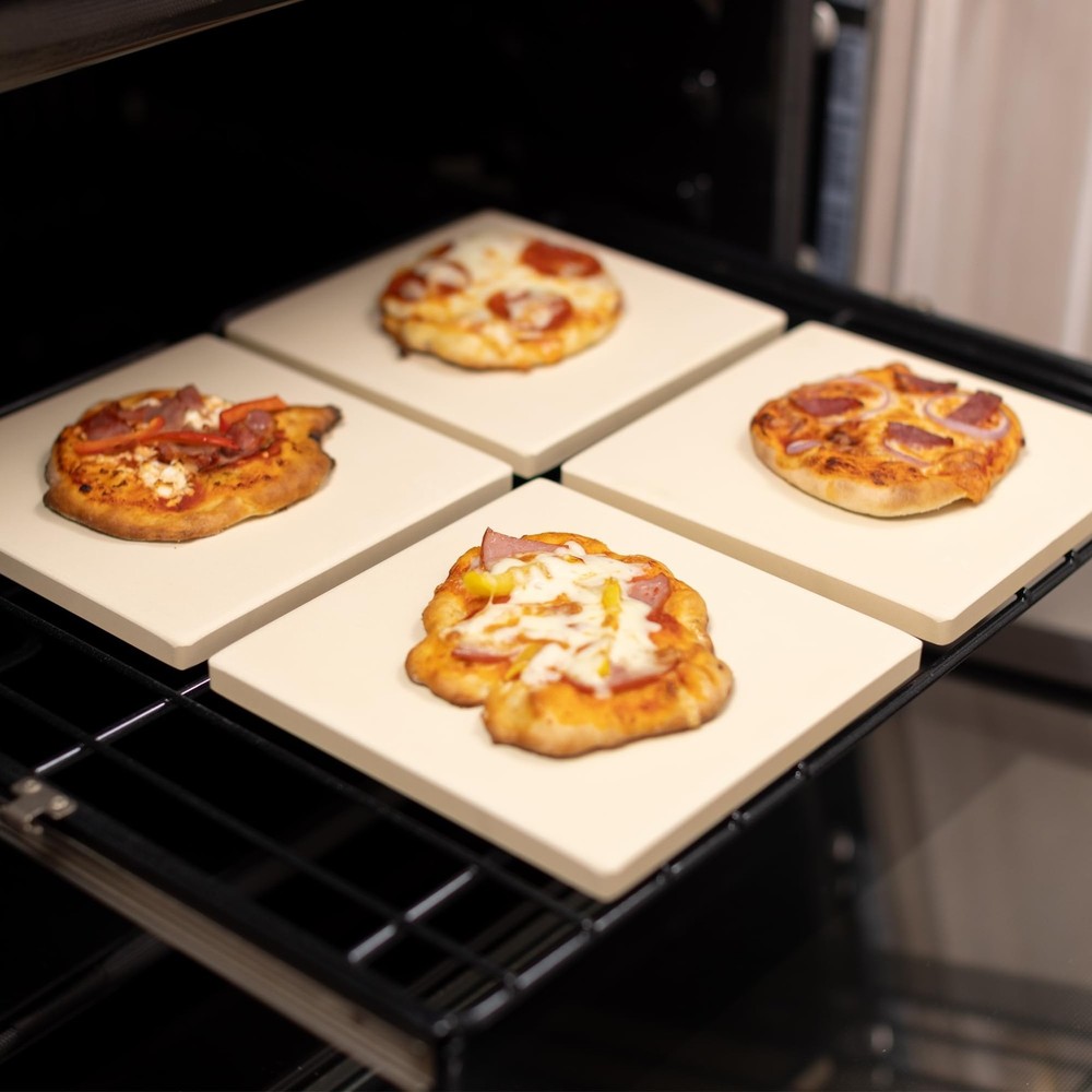 Old Stone Pizza Kitchen 4-Piece Cordierite Rectangle Pizza Stone Set