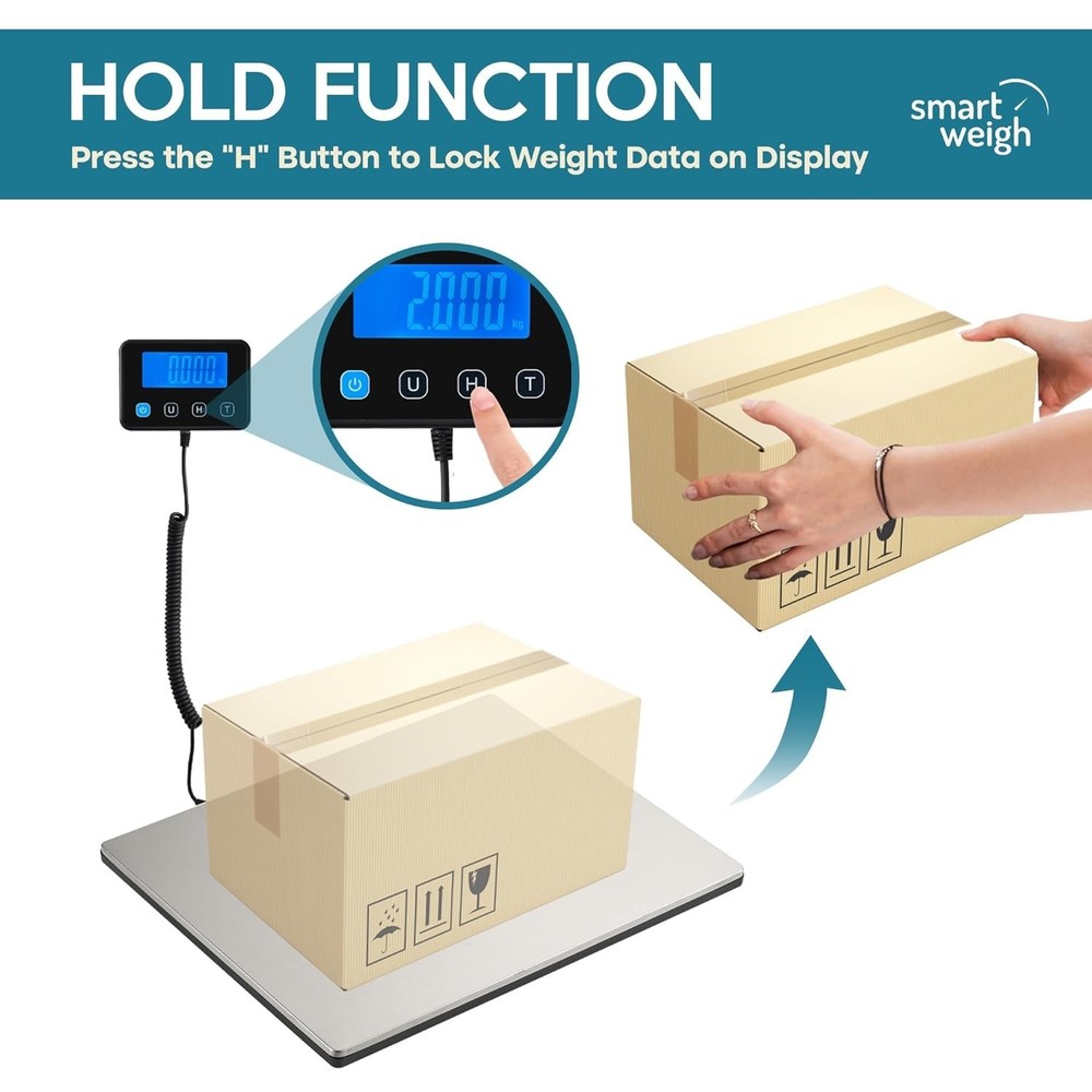 Digital Shipping Scale, Hold & Tare Function, 440 lb