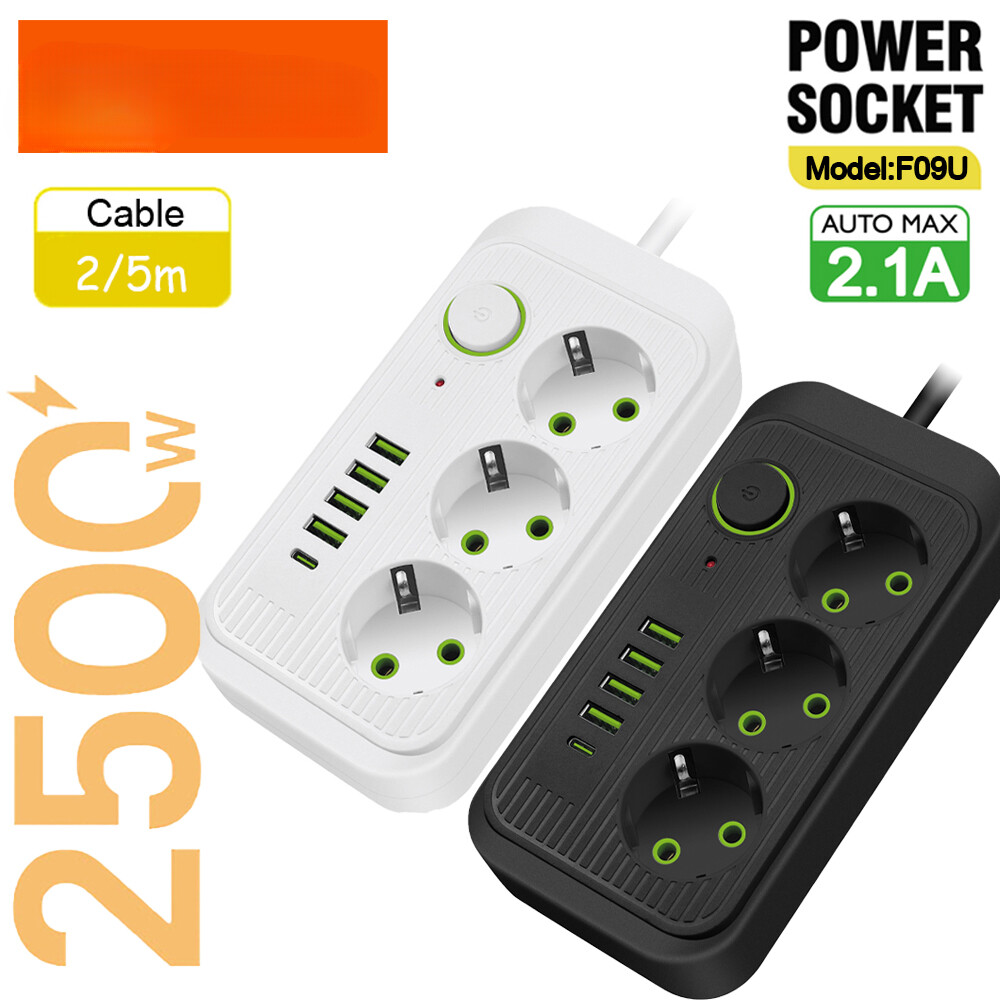 AC Outlets Multitap Socket Extension Cord Power Strip USB Network Filter Adapter