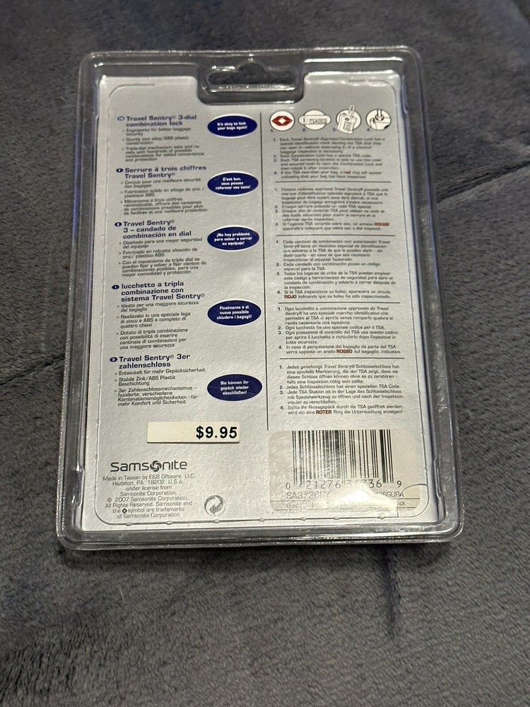 Samsonite Travel Sentry 3-Dial Combination Lock Red Ring-NEW SEALED!!!!!!!