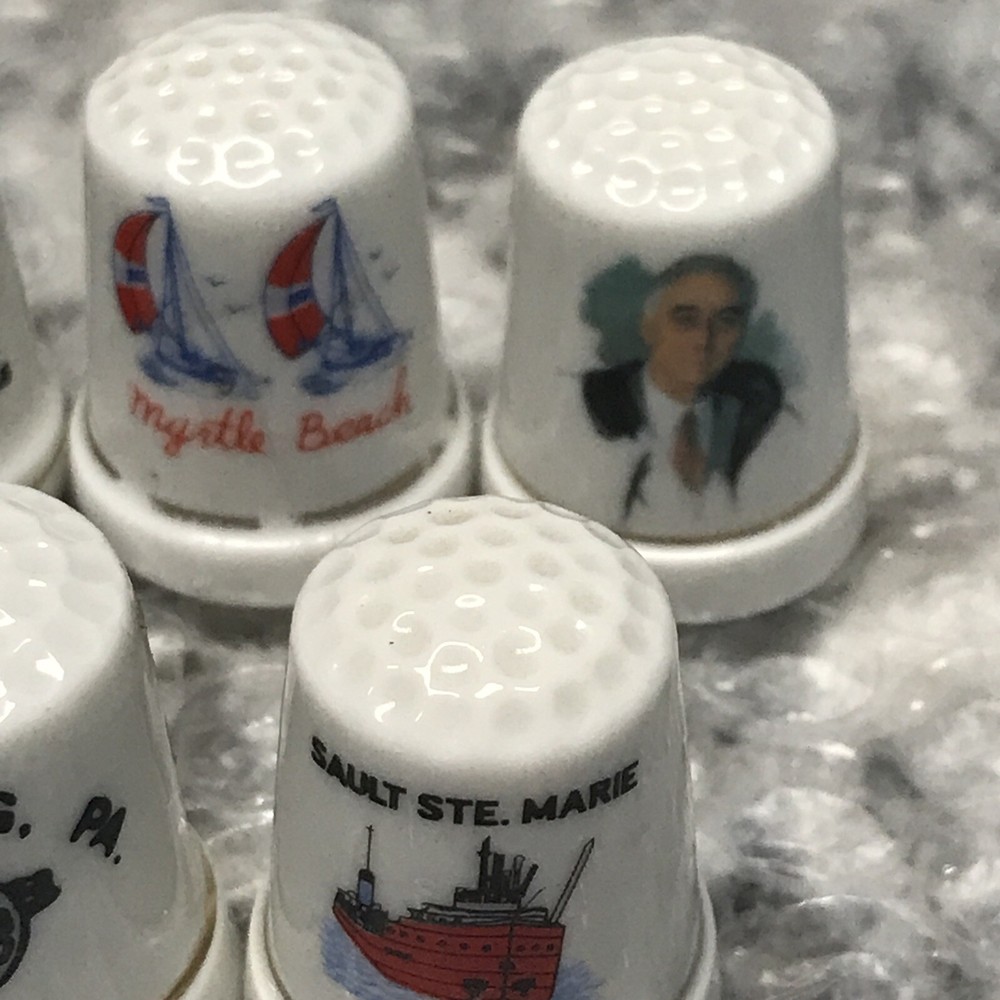 7 Assorted Porcelain Souvenir Thimbles Thimble