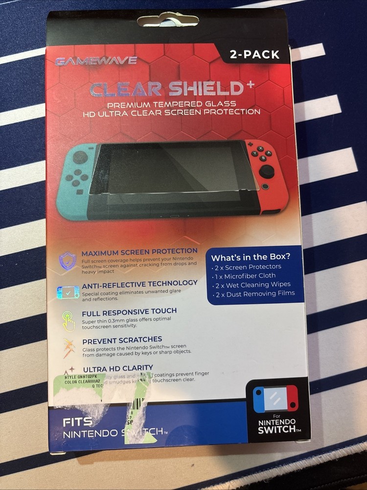 Gamewave Nintendo Switch 2-Pack Screen Protector Glass Shield Brand New