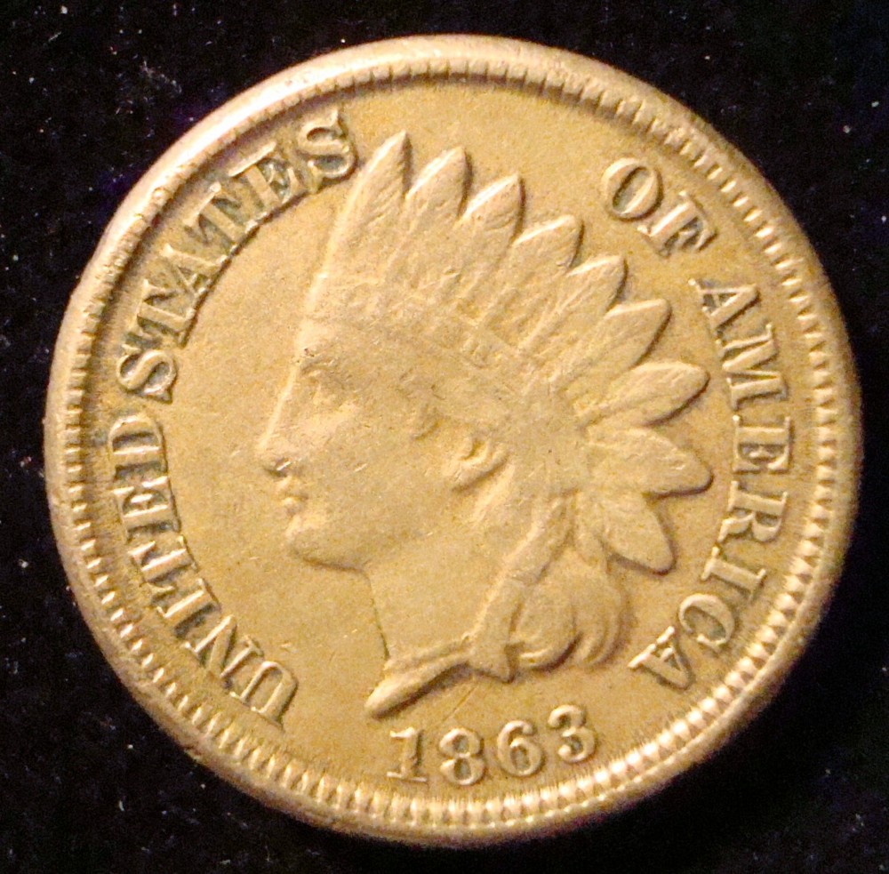 1863 Indian head cent full liberty headband