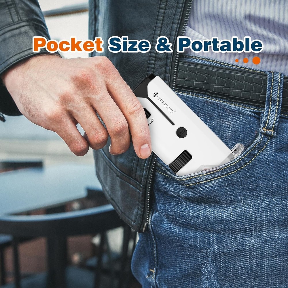 100X-250X Mini Pocket Microscope for Kids Adults, Protable Handheld Microscope