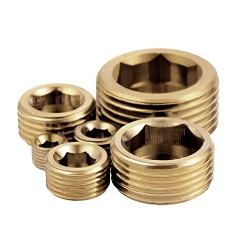 1/2" NPT Plug Brass Pipe Fitting, Counter sunk Thread Internal 1/2inch 3 Pcs