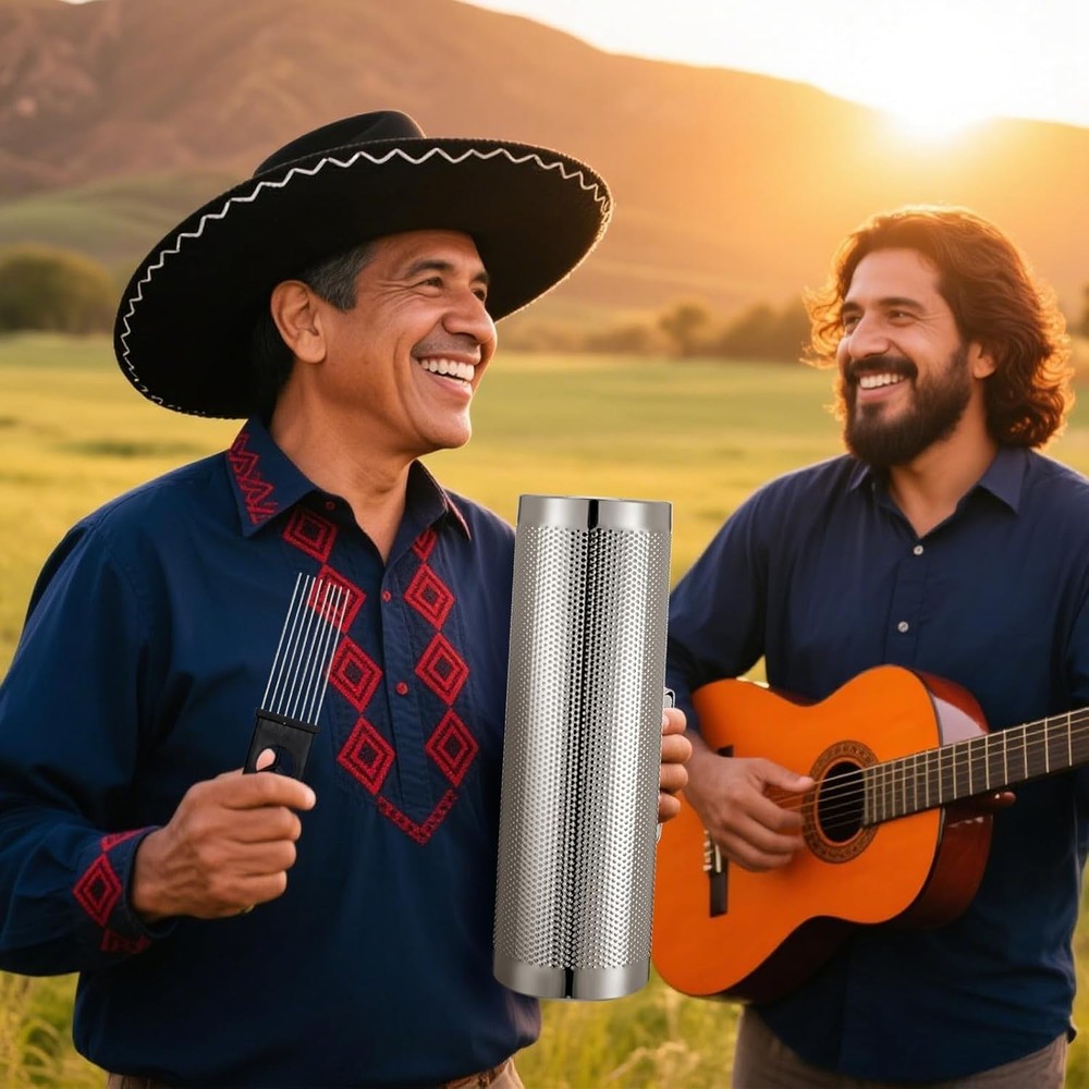 12" Stainless Steel Guiro with Scraper Set