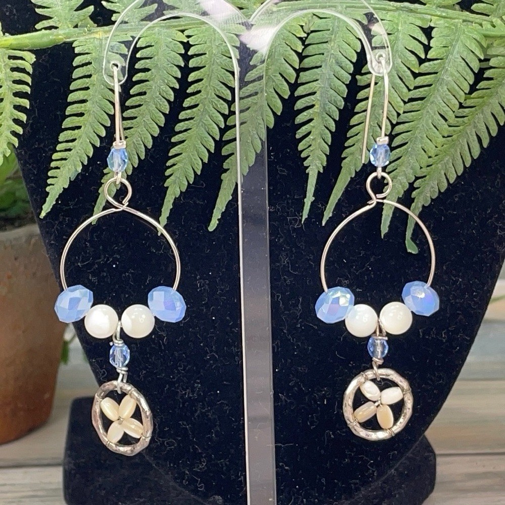 Adorned Crown assemblage blue bead pearl earrings