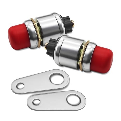 2PCS Push Button Starter Switch 12V 50A, Push Start Button, 12V 50A Heavy Red-2