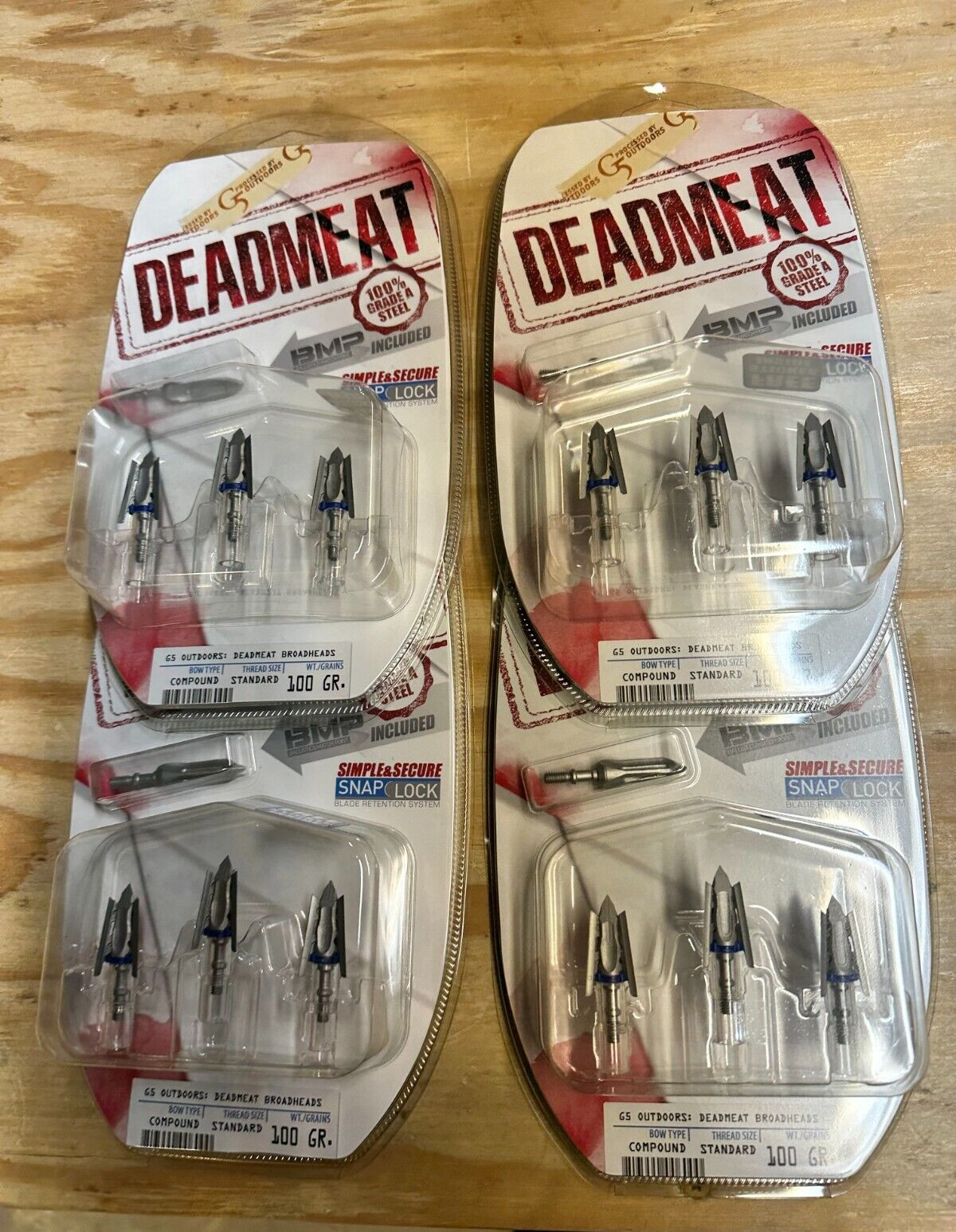 4 Packs G5 Outdoors Deadmeat Expandable Broadhead 100 Grain 3 Pack #0850