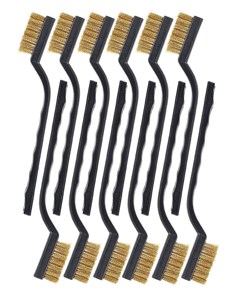 12 Pack Brass Wire Brushes With Comfortable Handle For Cleaning And Descaling