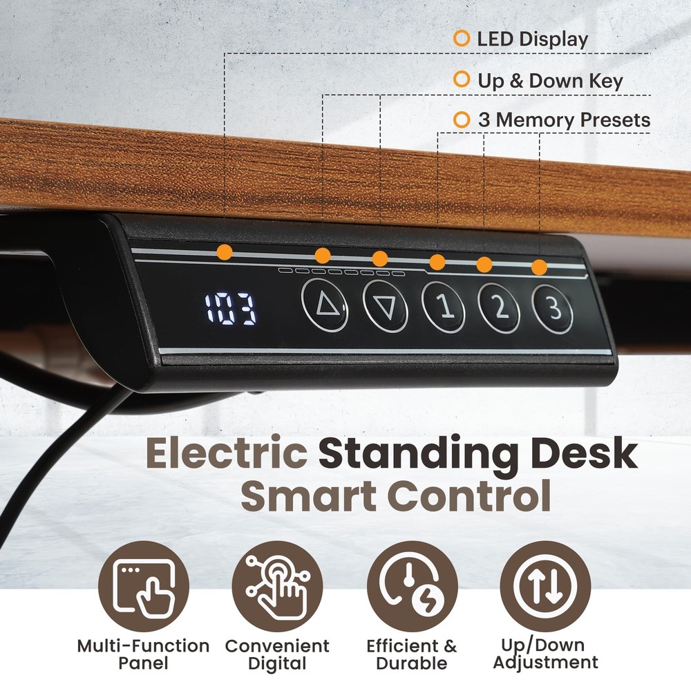 47 x 24 Inch Adjustable Height Standing Desk Computer Office Gaming Table Brown