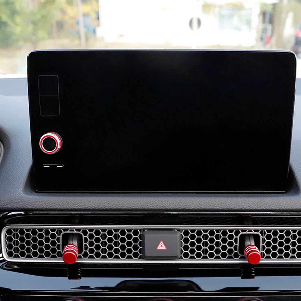 Red Dashboard Console AC Knob + Navigation Switch Cover For Honda Civic 2022+