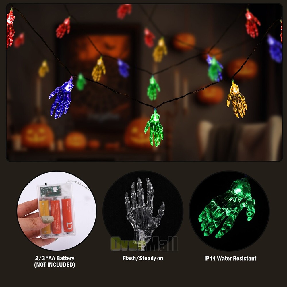 Waterproof LED String Lights: Skeleton & Ghost Battery-Powered Party Decor Lamp