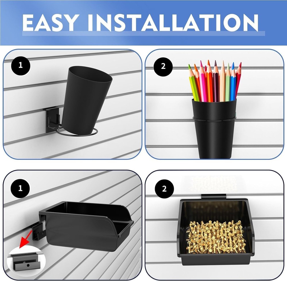 BeapTcely 43 Pc Slatwall Organizer Kit Black