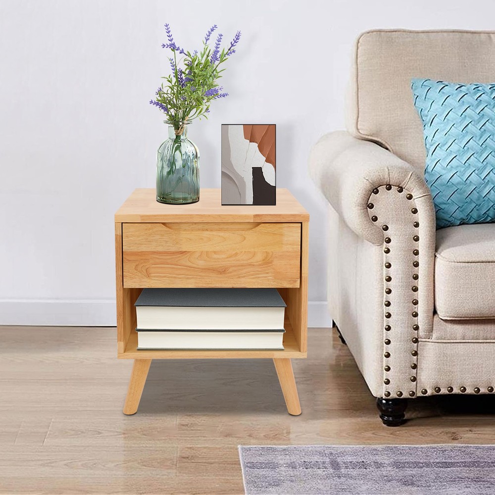 Modern Rectangular Sofa Side Table Bedside Table With Drawer Wood Color NEW/US