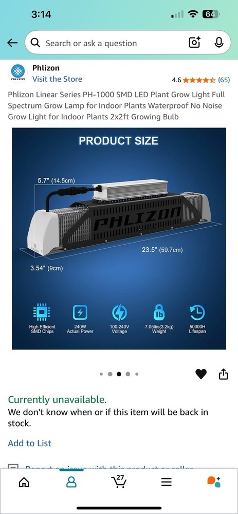 Phlizon 150 LED Grow Light