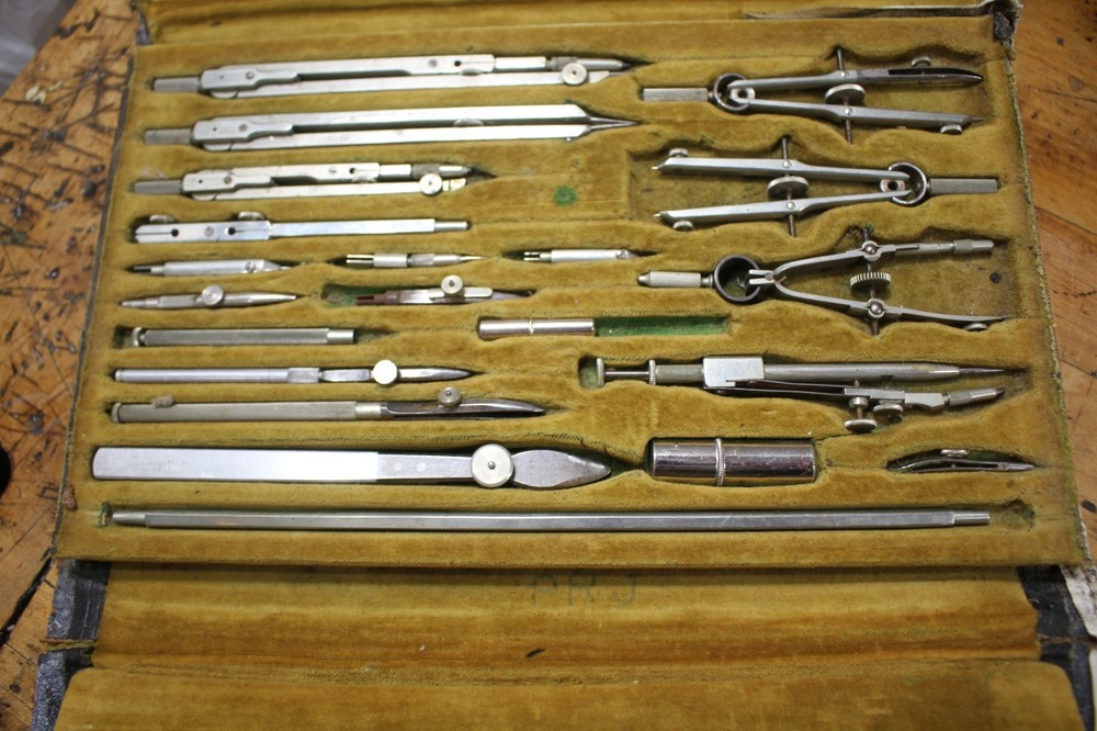 Charles Bruning GERMANY Compass set, 1930's , vintage, case