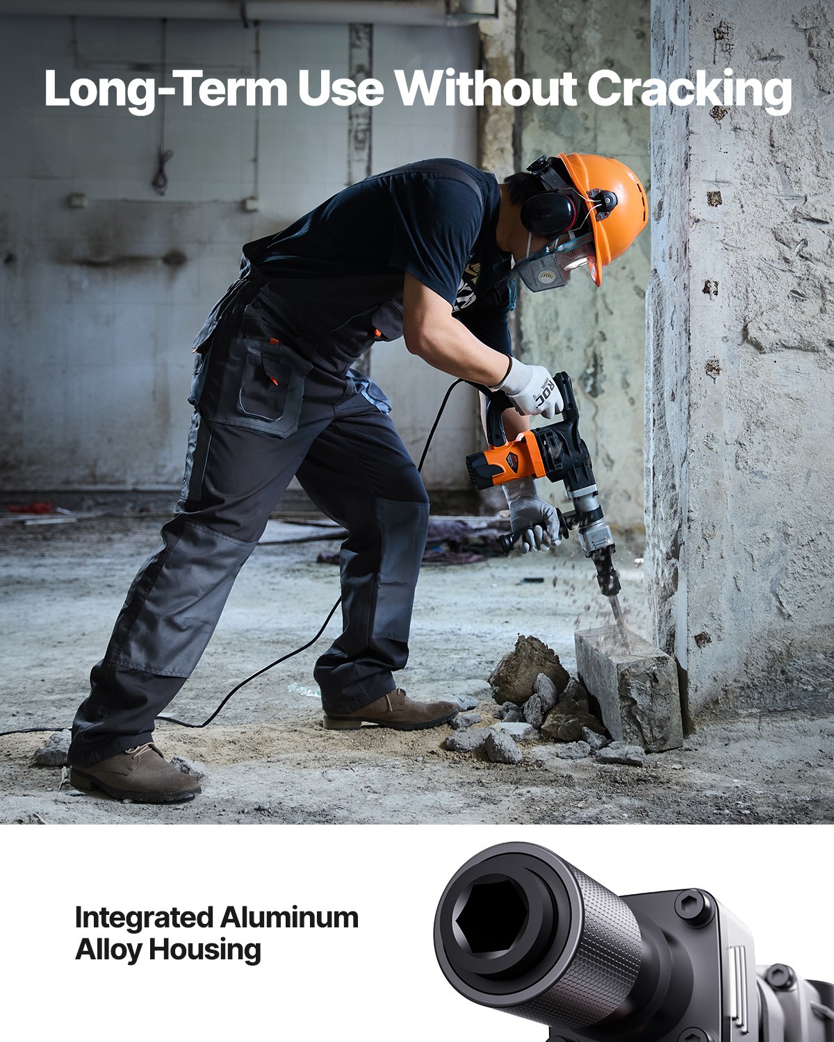 VEVOR Demolition Jack Hammer Concrete Breaker 1400W Electric Hammer 2 Chisel Bit