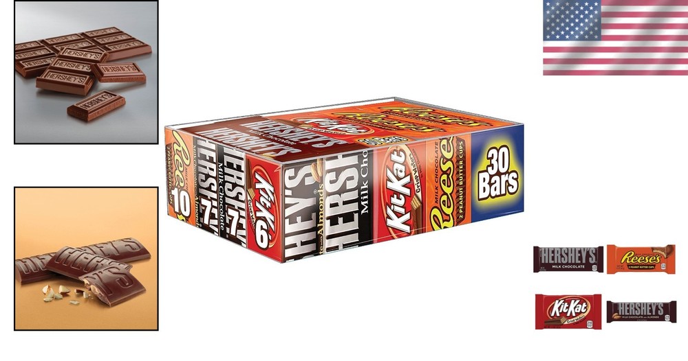 Hershey Assorted Candy Bars - 45 oz Bulk Pack of 30 KIT KAT & REESE'S Chocolates