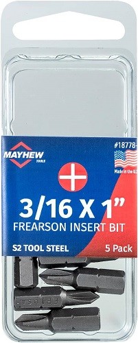 Mayhew 18778-5 - 3/16" x 1" Frearson Insert Bit, 5 Pack - 1EA
