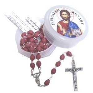 Jerusalem Rose Petals Rosary, certificate in two languages Original From Flowers