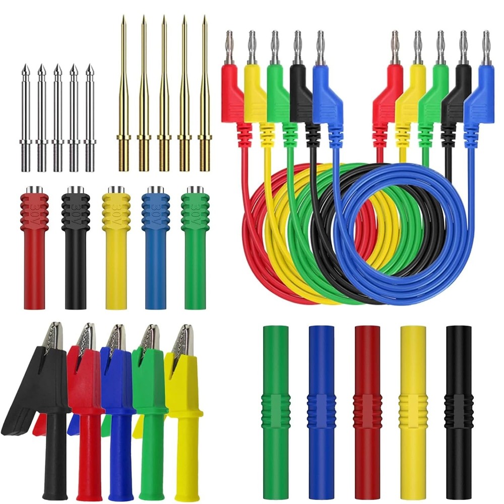 Professional 30-Pc Silicone Leads Kit with Durable Alligator Clips & Probes