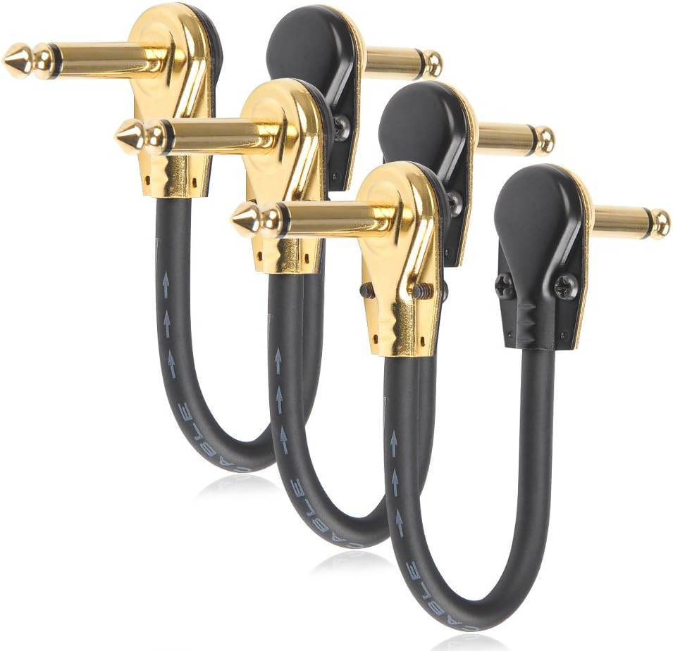 3 Pack 6 Inch Guitar Patch Cable Ultra Quiet Instrument Effect Pedal Patch Cords