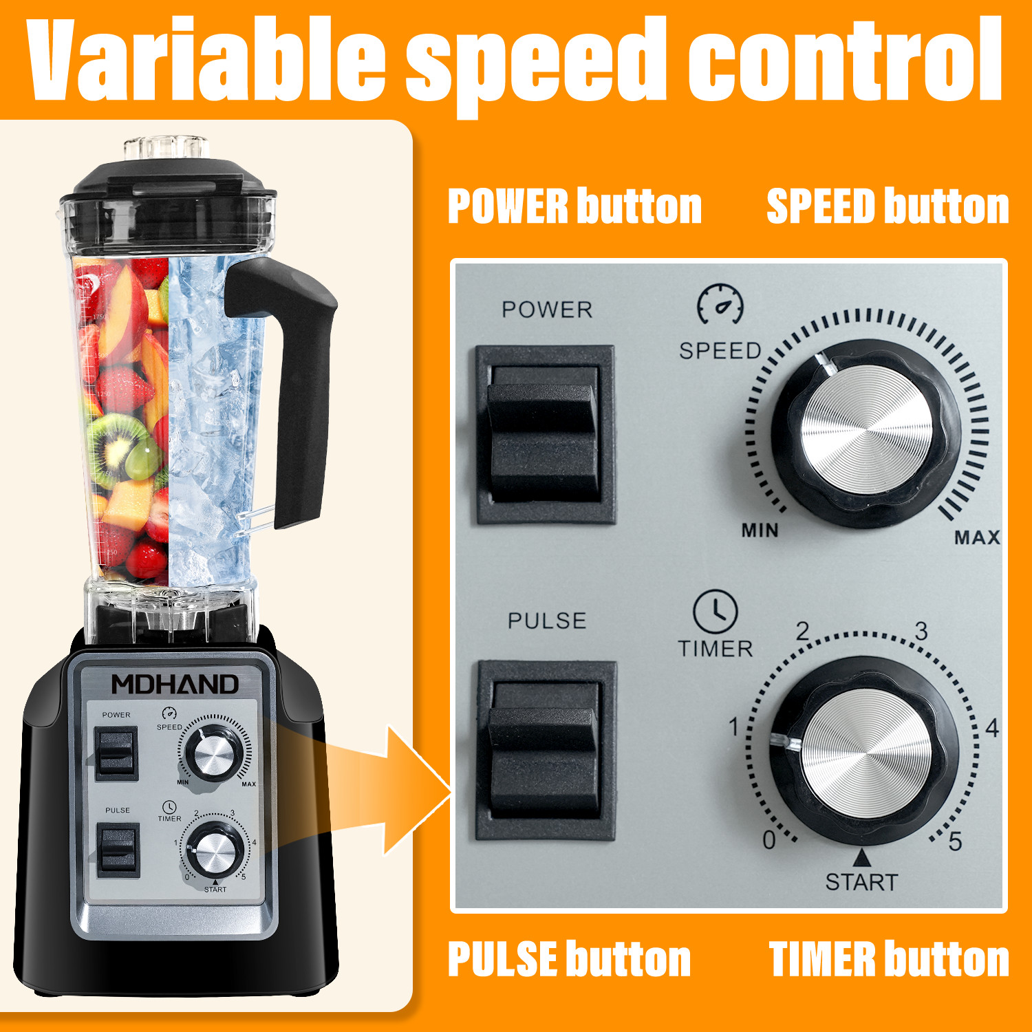 Professional Blender Commercial Countertop Blenders 68 oz Smoothies Shakes