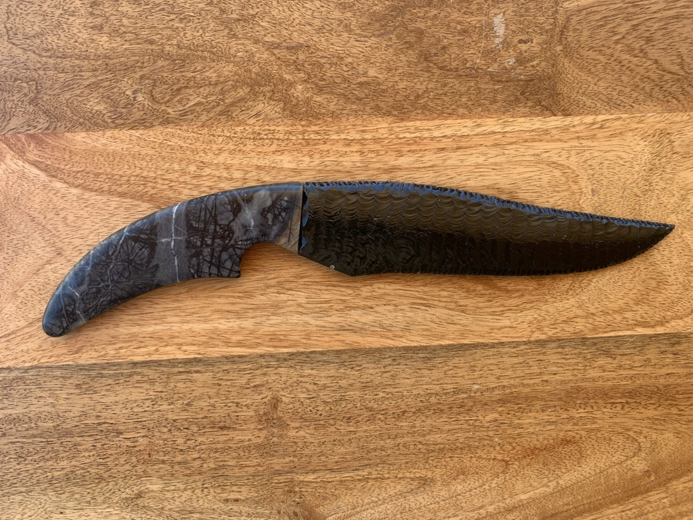 Custom Obsidian Knife Picasso Marble Handle. Tommy Masingale