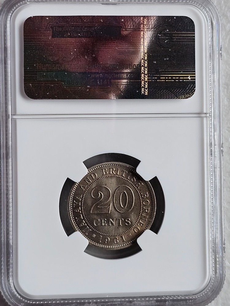 Malaya 20 Cents 1961 NGC MS 63