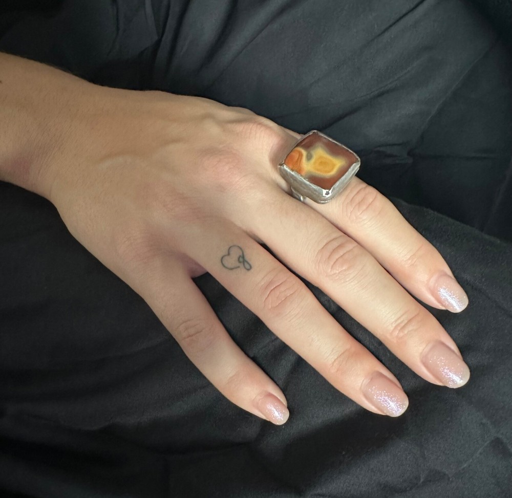 (B) Antique Silver Agate Ring Afghanistan Eye