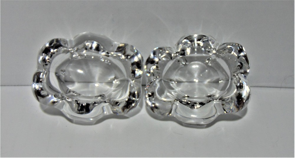 Two Clear Glass Oval Salt Cellars