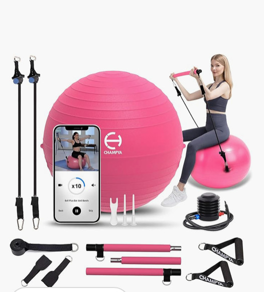 Champya Exercise Ball Plus Bar with Handles